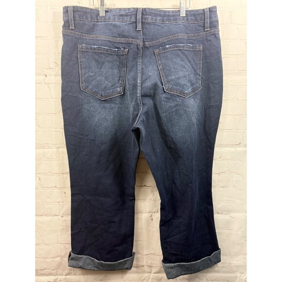 Terra & Sky Vintage Crop Bootcut Jeans Womens Plus Size 18W Dark Wash High Rise - Picture 3 of 7
